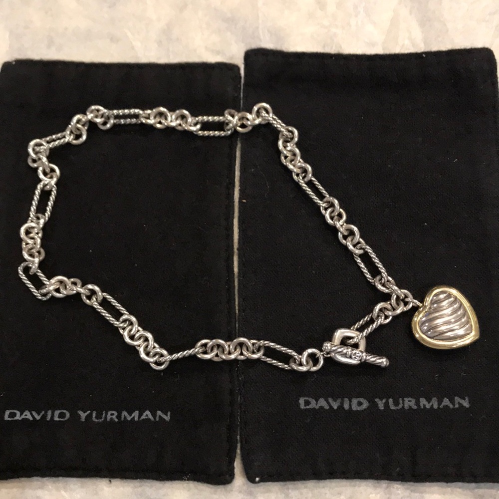 DAVID YURMAN CABLE HEART FIGARO NECKLACE